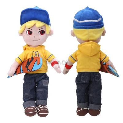 China DIY TOY Wholesale Kids Cute Skateboard Boy Dolls Custom Plush Black Rag Dolls For Baby for sale