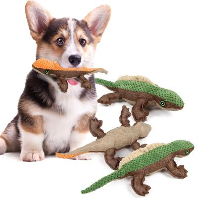 China New Viable Canvas Durable Toys For Dogs Dogs Unique Toy Funny Plush Toy Custom Stuffed Animal Lizard With Squeaker for sale