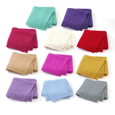 China European And American Style RTS And American Style Solid Color Car Sleep Blankets 350GSM 100% Multicolor Cheap Infant Organic Cotton Knitted Baby Blanket Wraps for sale