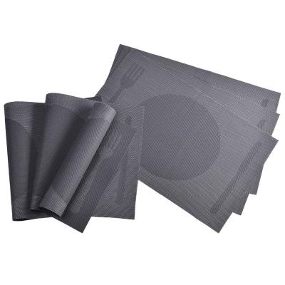 China 2018 Viable Knife And Dish Mat Different Style Anti Slip High Quality Black Vinyl Printed Place Mat for sale