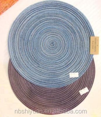 China Eco-friendly 38CM Sustainable Color Woven Double Helix Round Place Mat Cup Coaster for sale