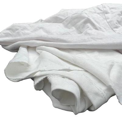 China Strong Absorbency Oil Cotton Rags White T-shirt Wiping 100% Cotton 10kg Rags Cleaner Mopping Trapo Rags For Workshop White Lint Free for sale