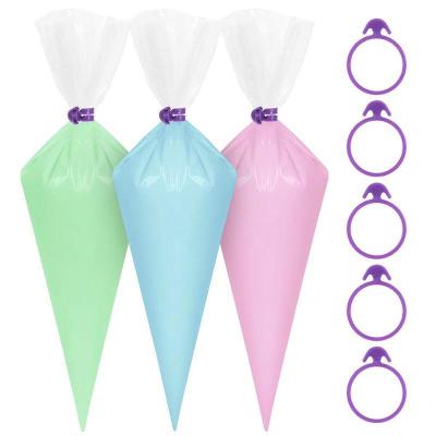 China Hot Sale Viable Hot Cake Tools Bakeware Reusable Cake Decorating Bag Piping Ties Silicone Icing Bag Ties for sale