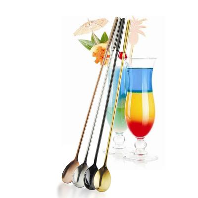 China Amazon Hot Selling 304 Stainless Steel Viable Colorful Cocktail Bar Spoon, Mixing Spoon For Coffee Cup for sale