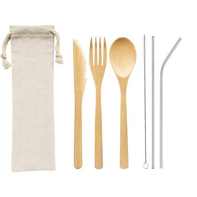 China Wholesale Sustainable Factory Travel Utensil Cutlery Set Spoon Fork Set Bamboo Tableware for sale