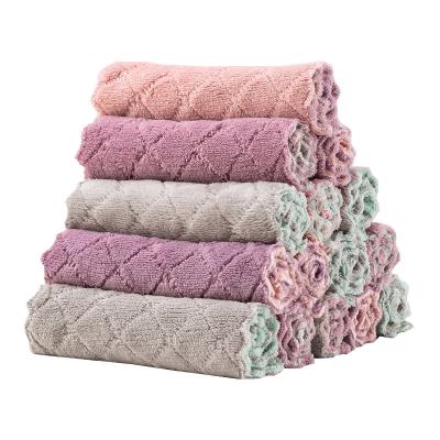 China Coral Double-Sided Absorbent Cleaning Cloth Household Towel Thickening Dish Towel Sustainable Oil Velvet Kitchen Absorbing Towel for sale