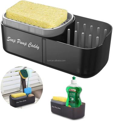 China Sponge Soap Box Holder Exclusive Sales Kitchen Rectangle 3-in-1 Countertop Stylish Sponge Holder for sale