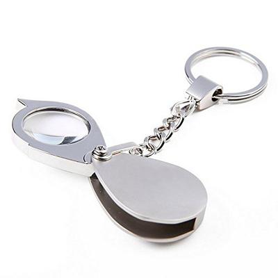 China Zinc Alloy Glass Portable Folding Magnifying Key Chain + 15X Lens Magnifier Metal Jewelery Antique Magnifier Eye Glass Lens Optics for sale