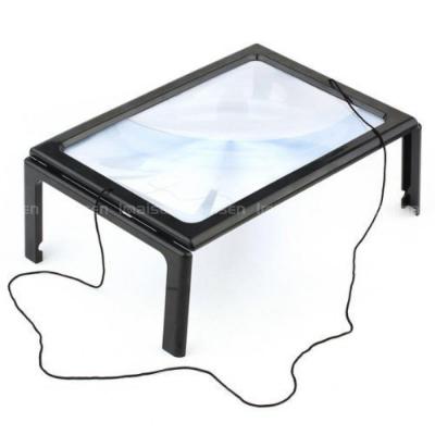 China Large A4 Full Sheet Hands Free 3X Magnifier Magnifying Glasses For Reading With 4 LED Lights for sale