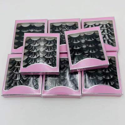 China Handmade Wholesale 25mm mink hair lashes3d mink eyelashes 5 pairs handmade false eyelashes for sale