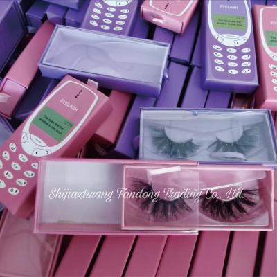 China Handmade wholesale 3d mink eyelash cell phone lashes cell phone lashes with custom phone eyelash packaging box for sale