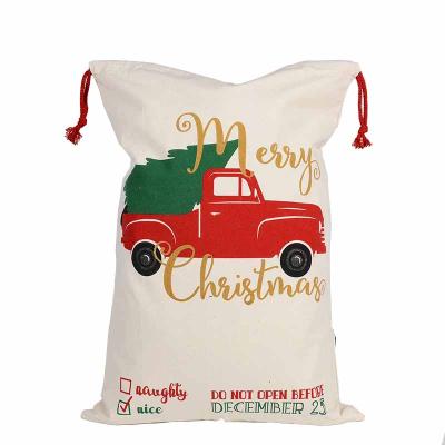 China Reusable Custom Christmas Decorations Personalized Canvas Christmas Shopping Empty Gifts Bag for sale