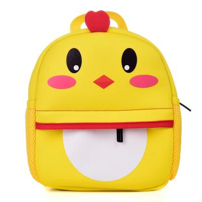 China 2021 Outdoor Soft Backpack Unisex Yellow Chick Animal Prints Neoprene Kids School Backpack for sale