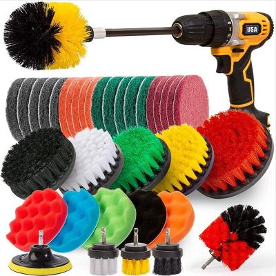 China Basic Car Care 45 Piece Drill Brush Attachment Set Scrub Pads Scrubber Pads Power Scrubber Car Cleaning Brush for sale