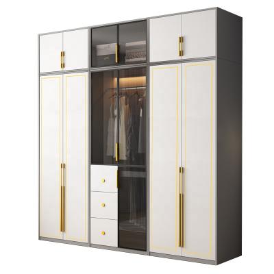 China Foldable Luxury Custom Furniture Wardrobe Bedroom Plywood LED Closet Hanging Organizers for sale