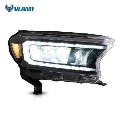 China Modificated Version VLAND Factory Wholesale Full LED Headlights Head Light Front Lamp Sequential Turn Signal 2015-2020 For Ford Ranger T6 T7 for sale