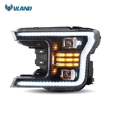 China ABS+PP VLAND 2019 2020 Factory LED Front Lamp 2018 For Ford Rockauto F150 Headlamp With Sequential Turn Signal Light for sale