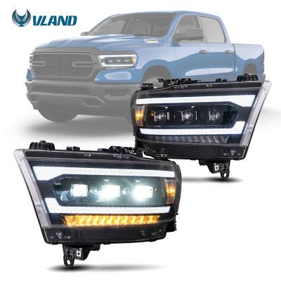 China Interpretation Headlights VLAND Factory Wholesale Full LED Headlights Head Light Front Lamp Sequential Turn Signal 2019-2021 For Dodge Ram 1500 for sale