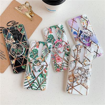 China Colorful Shockproof Soft Silicone Leaves Flowers With Airbag TPU Holder Case Phone Cover For Xiaomi Note6Pro 7Pro 8Pro for sale