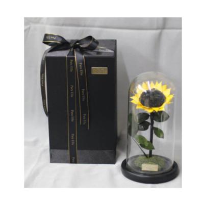 China Real natural mother's day gift sets sun preserved flower in glass dome for sale