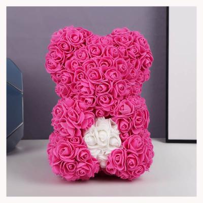 China Green moss Teddy Rose Bear Rainbow Rose Bear Teddy Bear With Rose Artificial environmental protection factory direct sales for sale