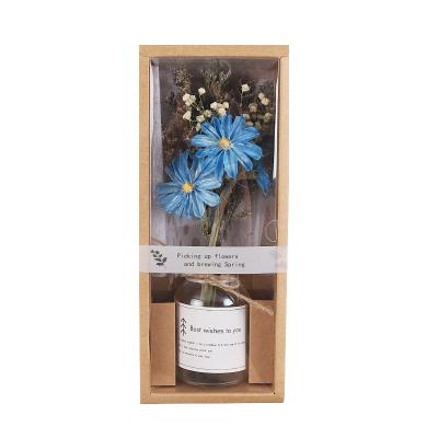 China Promotional Gifts Elegant Blue Dry Flower Bouquet Decoration Valentine's Day Home Gift Preserved Flower for sale