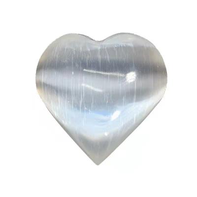 China Europe Crystals Wholesale Bulk Natural Healing Stones Heart Carved Selenite For Remembrance for sale