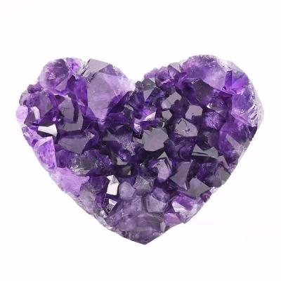 China Wholesale Euro American Natural Crystal Heart Uruguay Amethyst Cluster For Souvenir for sale