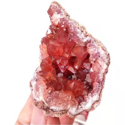 China Wholesale Europe Specimen Pink Crystal Group Rose Quartz Geode For Decoration for sale