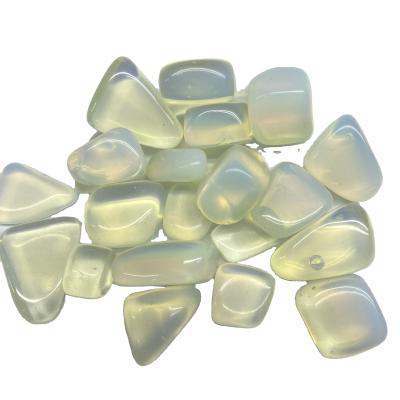 China Europe Wholesale Crystal Gemstone White Opal Chips Opal Tumbled Stones For Decoration for sale