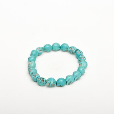 China Wholesale Euro American people open national geo stones natural turquoise skulls bracelet for souvenir for sale