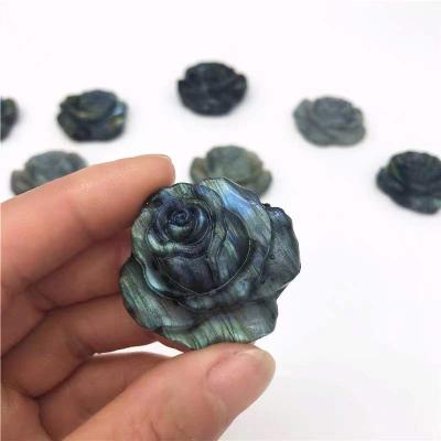 China Euro American Wholesale High Quality Carving Opens Labradorite Flower Crystal Rose For Souvenirs for sale