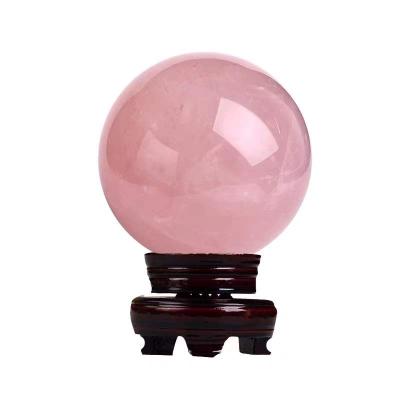 China China Wholesale High Quality Natural Crystal Geo Stone National Rose Quartz Sphere Pink Crystal Ball for Souvenir for sale