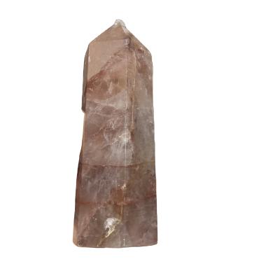 China Wholesale Euro American Natural Fire Quartz Gemstone Hematoid Red Hematoid Point For Decoration for sale