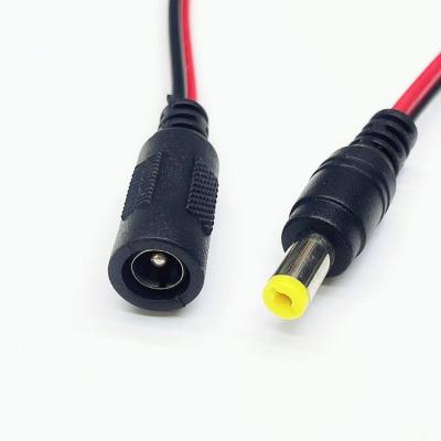 China Red Black CCTV Jack Plug Cable DC Power Male Connector Electrical Cable Power Plant 5.5*2.1mm Braid Female Plug Wire for sale