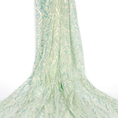 China Breathable Professional Made High Quality Women's Soft Sheer 100% Embroidered Polyester Sequined Mesh Fabric for sale