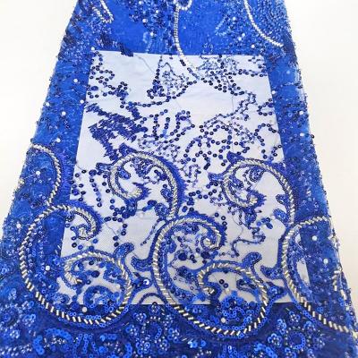 China New Manufacturers Spot Breathable Mesh Plants 3D Flowers Bead Sequins Embroidery Fabric Dress Clothing Wedding Beaded Fabric for sale