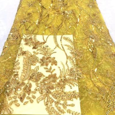 China Vitas Breathable Fashion Wholesale Exquisite Design Use Colorful Bridal Lace Embroidered Tulle Beaded Lace Fabric For Bridal for sale