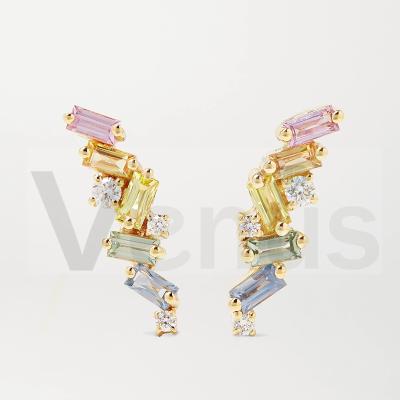 China VENUS Hip Hop Jewelry 925 CLASSIQUE Gold Plated Rainbow Wand Stud Earring 18k Sterling Silver for sale