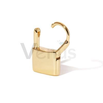 China Luxury CLASSIC VENUS Gold CZ Stone Pave Padlock 925 Sterling Silver Lock Huggie Earring 2021 African Women for sale