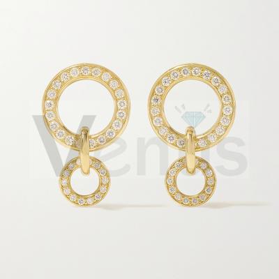 China VENUS Jewelry CLASSIC Korean Luxury Sterling Silver Gold Plated Double CZ Earring Women Circle Earrings for sale