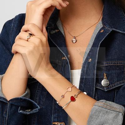 China CLASSIC VENUS Link Stacked Bracelet 925 Sterling Silver White CZ Chain Heart Love Bracelets Women Jewelry for sale