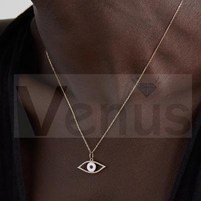 China FASHIONABLE VENUS 925 Sterling Silver Evil Eye Necklace Hip Hop Pendant Necklaces Europe and America for sale