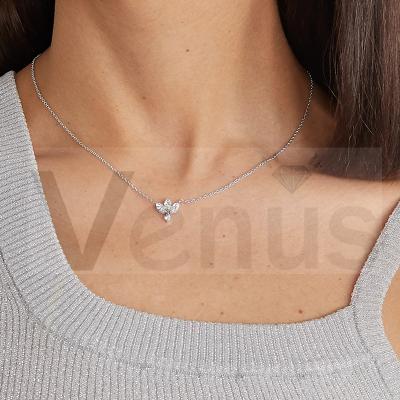 China VENUS Wholesale Fashion Custom Necklace 925 Sterling Silver Clover Diamond Clavicle Chain for sale