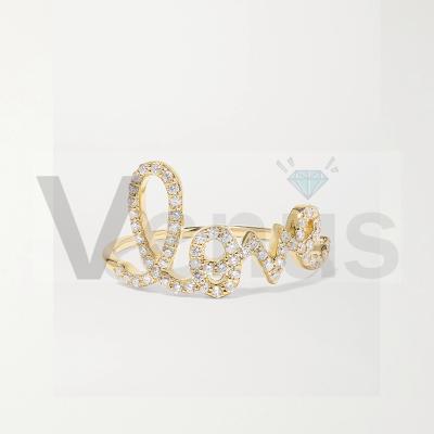 China VENUS Fashion Jewelry Accessories 925 Sterling Silver Stacking To Pave Promise Letter Love Ring Colored Zircon Ring for sale