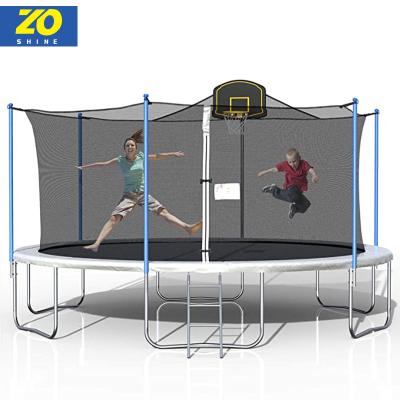 China With Protective Net Zoshine 16FT Trampoline For Kids Outdoor Jumping Large Trampoline With Safety Fence Net And Ladder Trampoline For Adults for sale