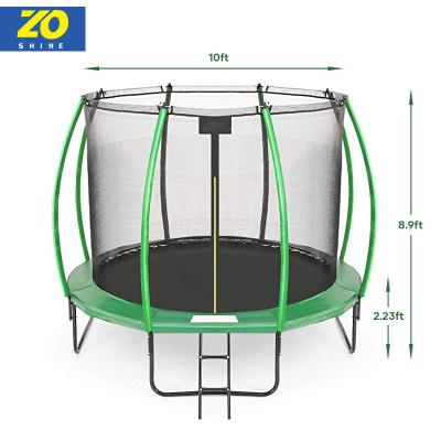 China With Protective Net Zoshine 10Ft 12Ft Pumpkin Shaped Recreational BigTrampolines With Enclosure Sturdy Top-Ring Enclosed Trampoline With Safety for sale