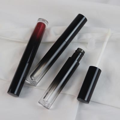 China CY531 Cosmetics In Round 4ml Stock Empty Glossy Black Gradient Lip Gloss Tube With Brush for sale