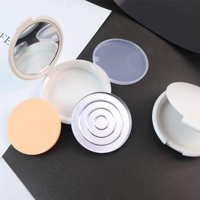 China Recycled Materials H002 In Stock 59mm Pearly White Cosmetic Powder Compact Packaging Single Layer Pearly White Empty Case With Mirror for sale