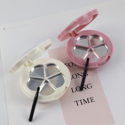 China Y001 Recycled Materials In Stock 5 Colors Round Pink Empty Eyeshadow Case With Groove And Brush Mirror for sale